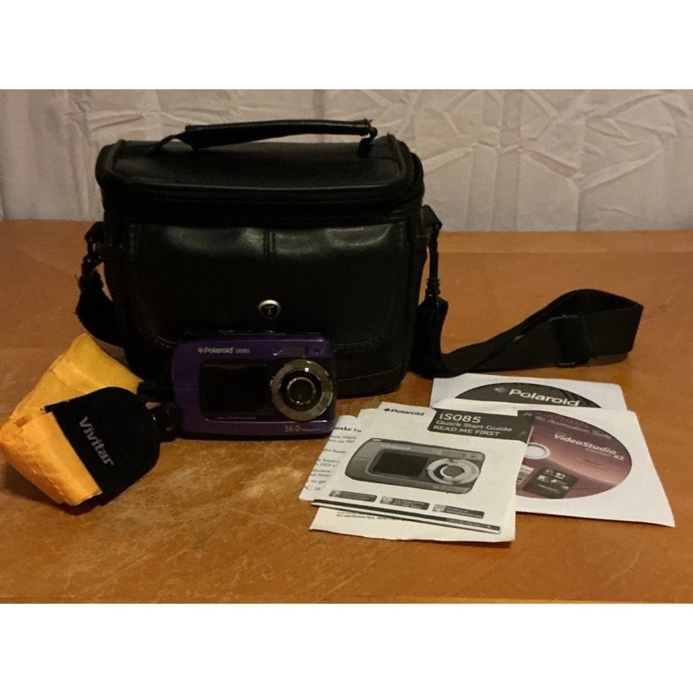 Polaroid iS085 Dual LCD Digital Camera 16.0 Megapixel Purple With Bag Tested